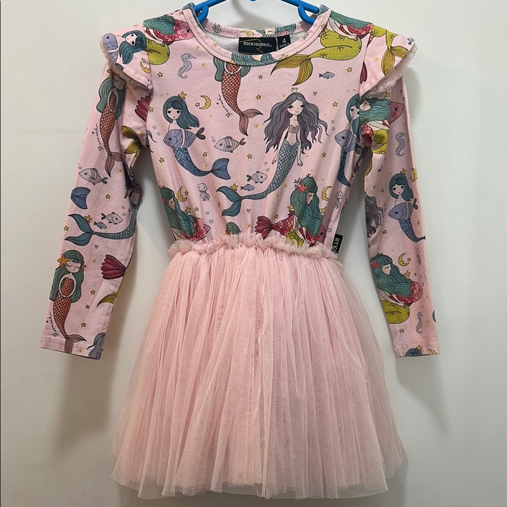 Pink Mermaid 🧜‍♀️ Kids Dress Tulle Bottom Lined w/ Dress Underneath
